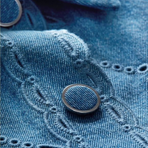 NEW Veronica Beard Denim Greta Eyelet Dickey Insert one size NWT - Picture 2 of 10